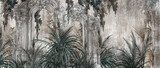 Fototapeta kolumny w tropikach na teksturowanym tle w fototapecie w stylu akwareli we wnętrzu