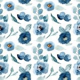 Fototapeta ładny niebieski kwiatowy wzór akwarela