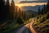 Fototapeta Leśna droga w blasku zachodu