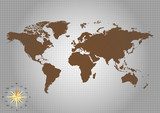 Fototapeta Mapa świata i kompas vertor