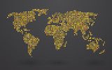 Fototapeta mapa świata składa się z małych żółtych kropek polka