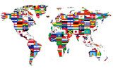 Fototapeta Mapa świata z flagami