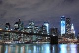Fototapeta Most Brooklyński i Manhattan Skyline At Night, New York City