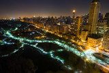 Fototapeta New York City Central Park panorama z lotu ptaka w ciemną noc