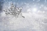 Fototapeta Piękny płatek śniegu plenerowy w zimie.