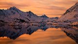 Fototapeta Pomarańczowy zachód słońca Steinefjorden
