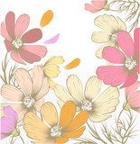 Fototapeta Ręcznie rysowane pastelowe moda tło z kwiatami