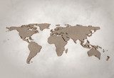 Fototapeta Reliefowa mapa świata w neutralnych barwach