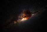 Fototapeta Renderowanie egzoplanety i galaktyki 3D