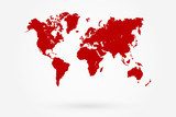 Fototapeta Retro Czerwony Światowa mapa Z cieniem