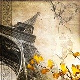 Fototapeta Retro wieża Eiffla Square Eiffel Tower Collage