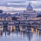 Fototapeta Rzym i rzeka Tiber o zmierzchu
