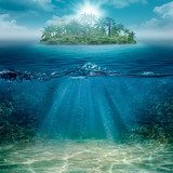 Fototapeta Samotna wyspa w oceanie, abstrakcjonistyczni naturalni tła