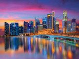 Fototapeta Singapur w centrum miasta linii horyzontu krajobraz. Widok dzielnicy biznesowej