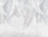 Fototapeta Tapeta z teksturą szarych liści tropikalnych