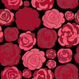 Fototapeta Wzór z czerwonymi różami na czerni