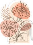 Obraz Abstrakcyjne, minimalistyczne, rysowane ręcznie ilustracje w stylu boho, tło do druku, nowoczesny wzór boho, kwiatowy wzór wektorowy na tapetę, okładkę, tkaninę, wystrój wnętrz, izolowany i edytowalny