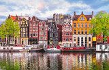 Obraz Amsterdam Holandia tańczące domy nad rzeką Amstel landmark