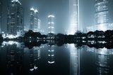 Obraz nocny widok w Szanghaju