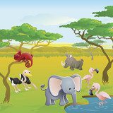 Obraz Zielona oaza – zwierzęta dzikiej Afryki