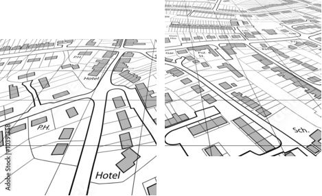 Techniczny obraz terenu – mapa - Obraz dwuczęściowy, Dyptyk