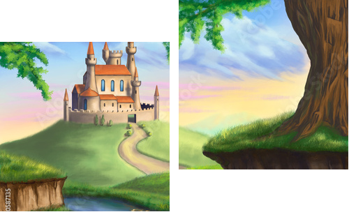Zamek fantasy - Obraz dwuczęściowy, Dyptyk