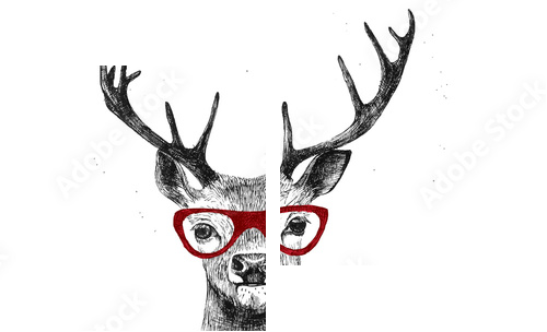 Ręcznie rysowane ubrane jelenia - Obraz dwuczęściowy, Dyptyk