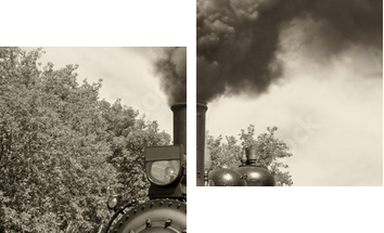 Stara sepia lokomotywy - Obraz dwuczęściowy, Dyptyk