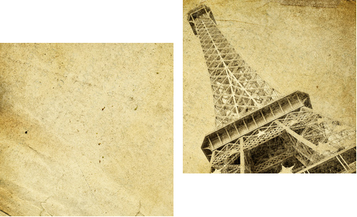 papier vintage z wieżą eiffla - Obraz dwuczęściowy, Dyptyk