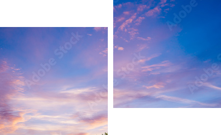 Błękitne niebo nad lawendowym polem - Obraz dwuczęściowy, Dyptyk