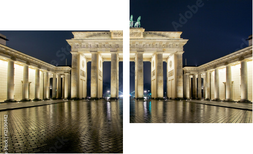 Brama Brandenburska w nocy 2 - Obraz dwuczęściowy, Dyptyk