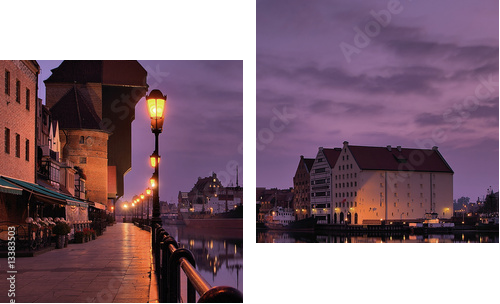 Riverside of GdaÅ "sk o świcie. - Obraz dwuczęściowy, Dyptyk