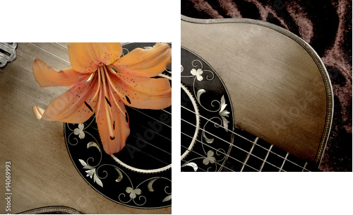 Nostalgia z rocznika gitara i lilia - Obraz dwuczęściowy, Dyptyk
