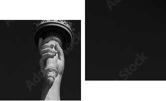 Statua Wolności, czarno-białe z czarnym niebem w Nowym Jorku - Obraz dwuczęściowy, Dyptyk