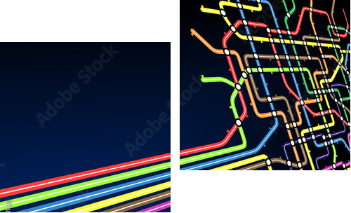 Linie metra – eksplozja kolorów - Obraz dwuczęściowy, Dyptyk