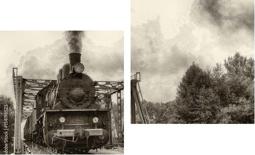 Stara lokomotywa parowa - Obraz dwuczęściowy, Dyptyk