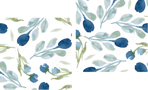 wzór kwiaty i liście na białym tle - Obraz dwuczęściowy, Dyptyk