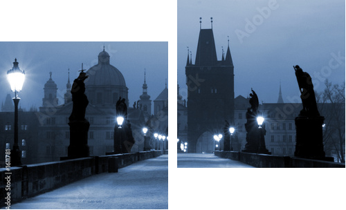 Most Karola, (niebieski) praga - Obraz dwuczęściowy, Dyptyk