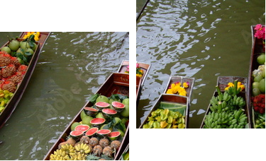 Bangkok - wodny targ owocowo warzywny - Obraz dwuczęściowy, Dyptyk