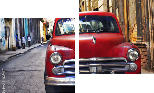 Stary samochód Havana - Obraz dwuczęściowy, Dyptyk