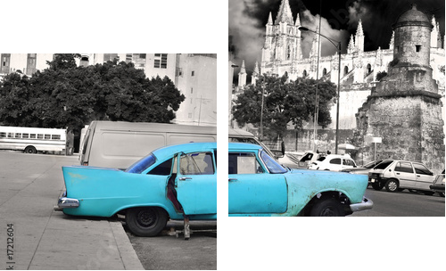 Stary samochód Hawany - Obraz dwuczęściowy, Dyptyk