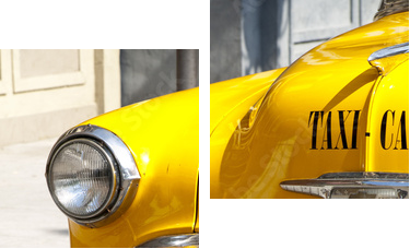Vintage Yellow Cab - Obraz dwuczęściowy, Dyptyk