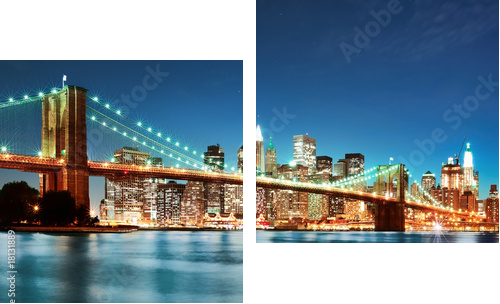 Most Brooklyński w nocy - Obraz dwuczęściowy, Dyptyk