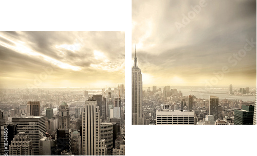Wieżowce ukryte w chmurach - Manhattan - Obraz dwuczęściowy, Dyptyk