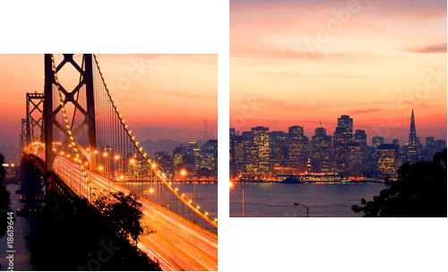 Zachód słońca w San Francisco - Obraz dwuczęściowy, Dyptyk