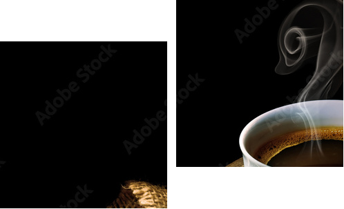 Kawa odizolowywająca na czerni - Obraz dwuczęściowy, Dyptyk
