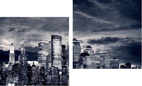 New York City Downtown od strony Jersey. - Obraz dwuczęściowy, Dyptyk