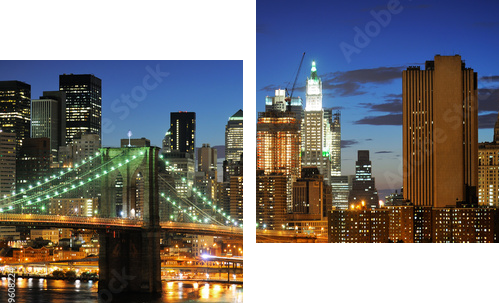 Nowy Jork Manhattan most po zmierzchu - Obraz dwuczęściowy, Dyptyk