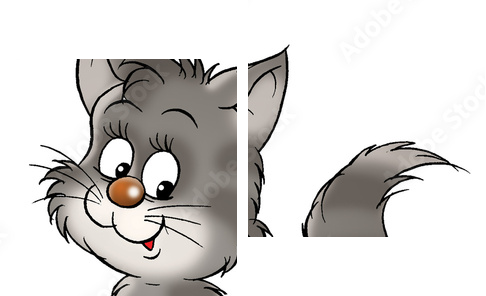 mały szary kotek - Obraz dwuczęściowy, Dyptyk