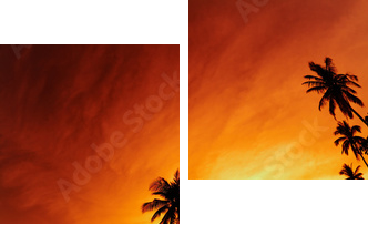 Tropikalna plaża o zachodzie słońca - Obraz dwuczęściowy, Dyptyk